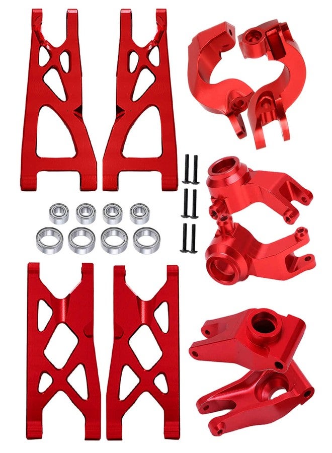 Rcarmumb Upgrades Part for 1/10 Vorteks 4x4 3S Blx,Granite/Senton 4x4 3S Blx & Mega 550,Alloy Front Rear Suspension Arms & Steering Blocks Caster Blocks C-Hubs Stub Axle Carriers,Red - Image 1